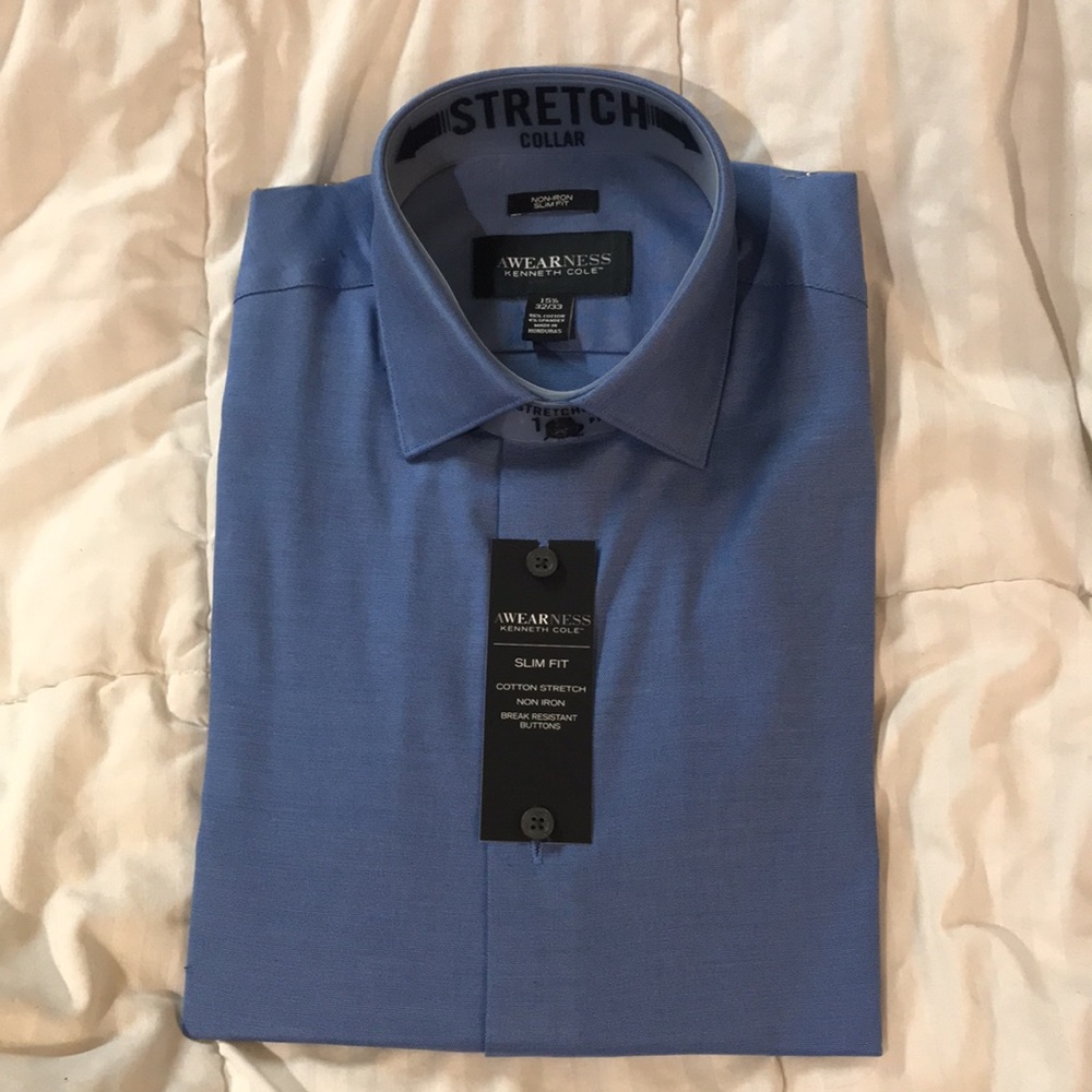 Blue Dress Shirt Slim Fit 15 1/2 - 32/33
